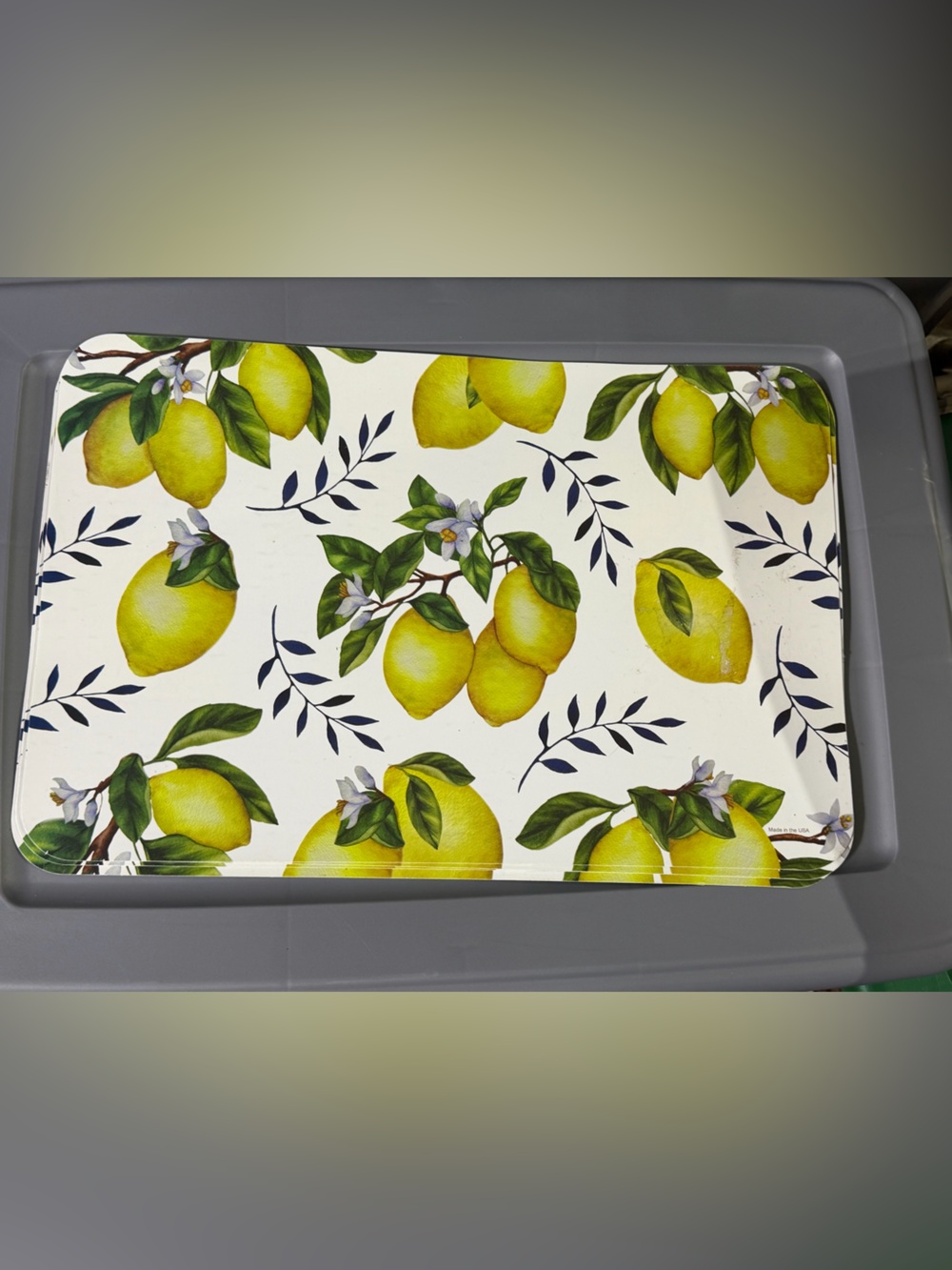 Corelle Conimar Lemons Reversible 4 Placemats Serving Mat Blue Yellow Dining
